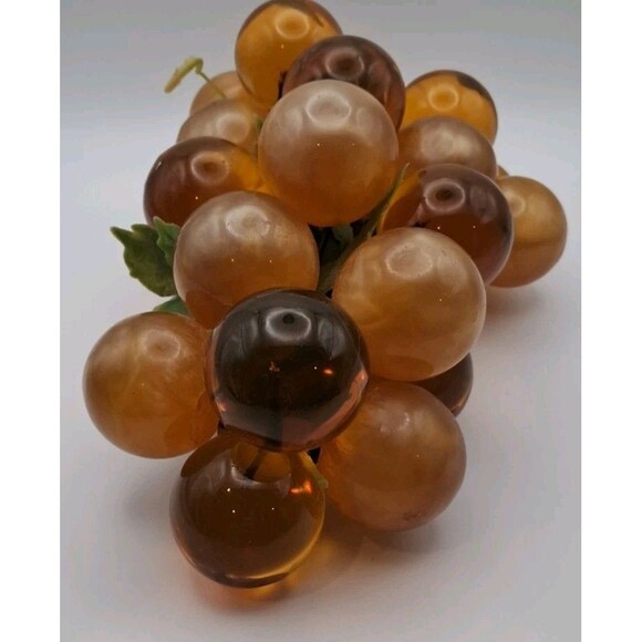 VTG MCM Moonglow Brown Amber Cream Swirl Lucite Grapes Large 9" Broken Stem - Picture 4 of 5